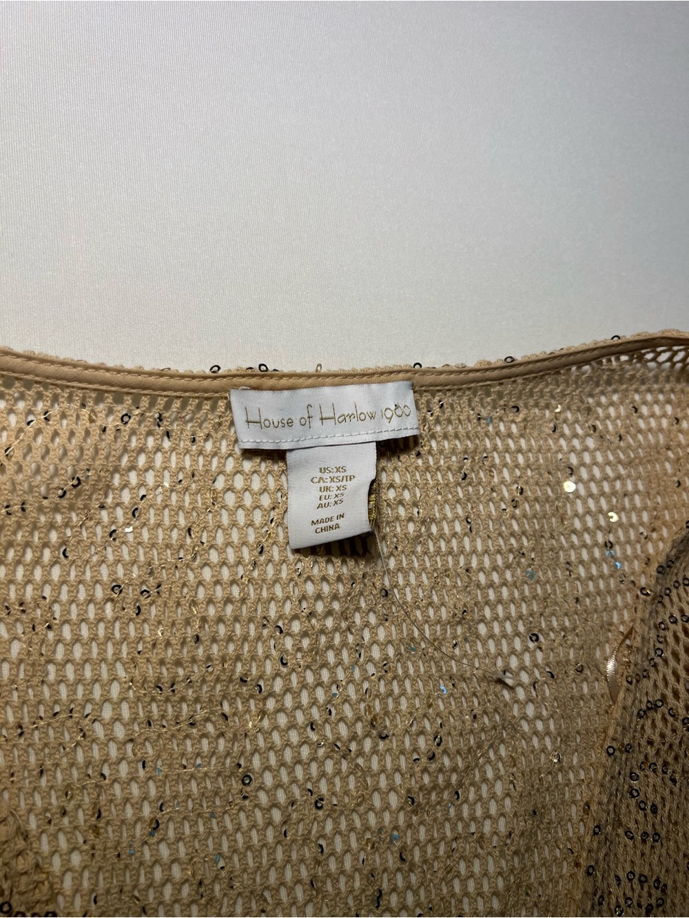 House of Harlow 1960 Gold Sequin Knit Cover Up Mini Dress XS Festival Beach - Picture 2 of 7